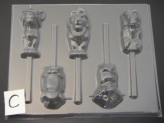 529sp Lion Queen and Friends Chocolate Candy Lollipop Mold FACTORY SECOND